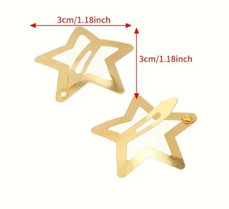 Gold Plated Metal Star Hair Clips x 10