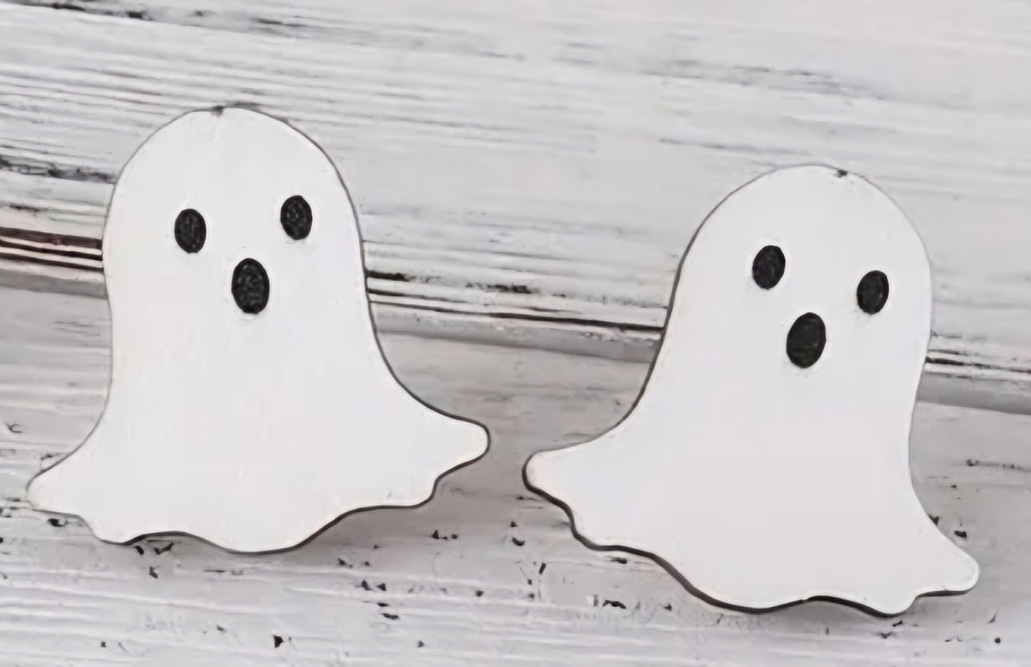 Cute Wooden Spooky White Ghost Spirit Stud Earrings