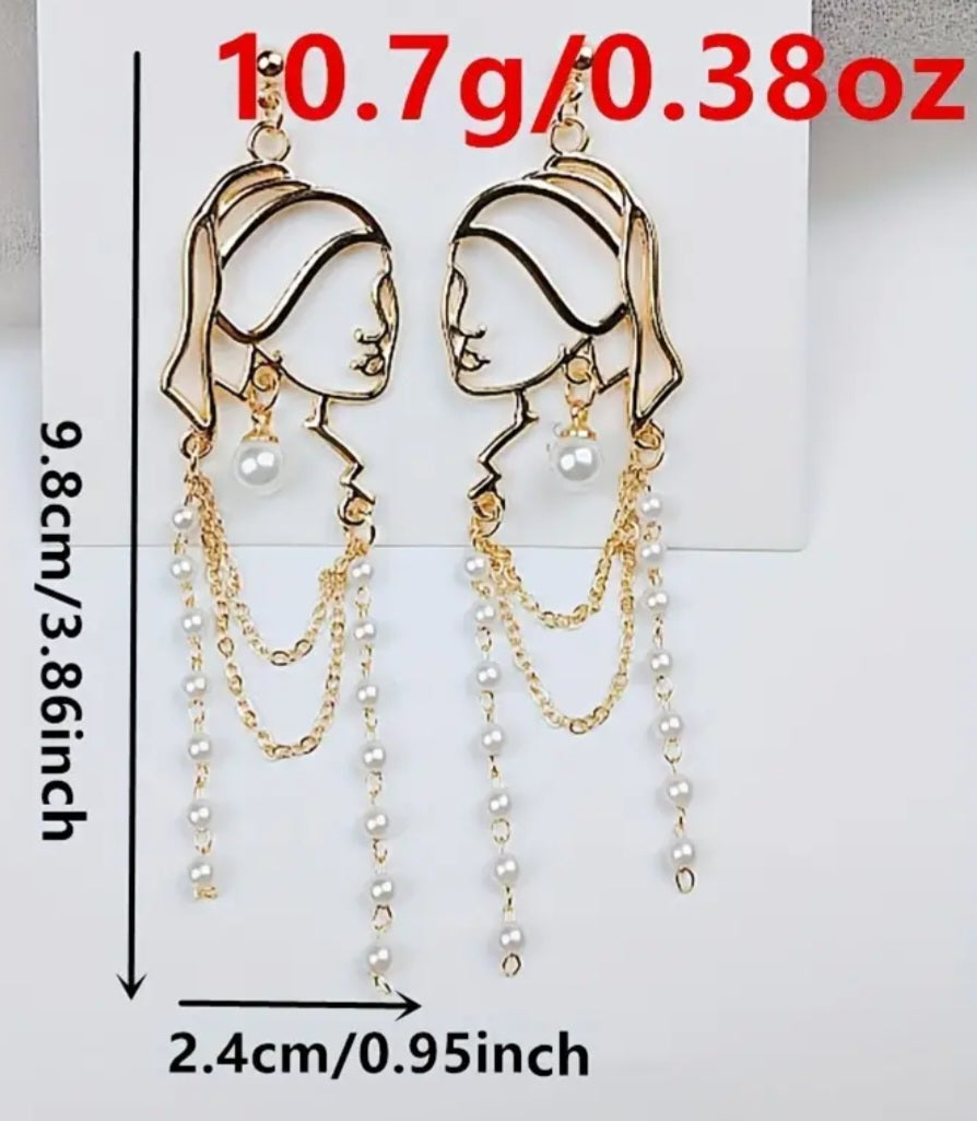 The Girl With A Pearl Earring Inspired Gold Plated Faux Pearl Drop Dangle Earrings