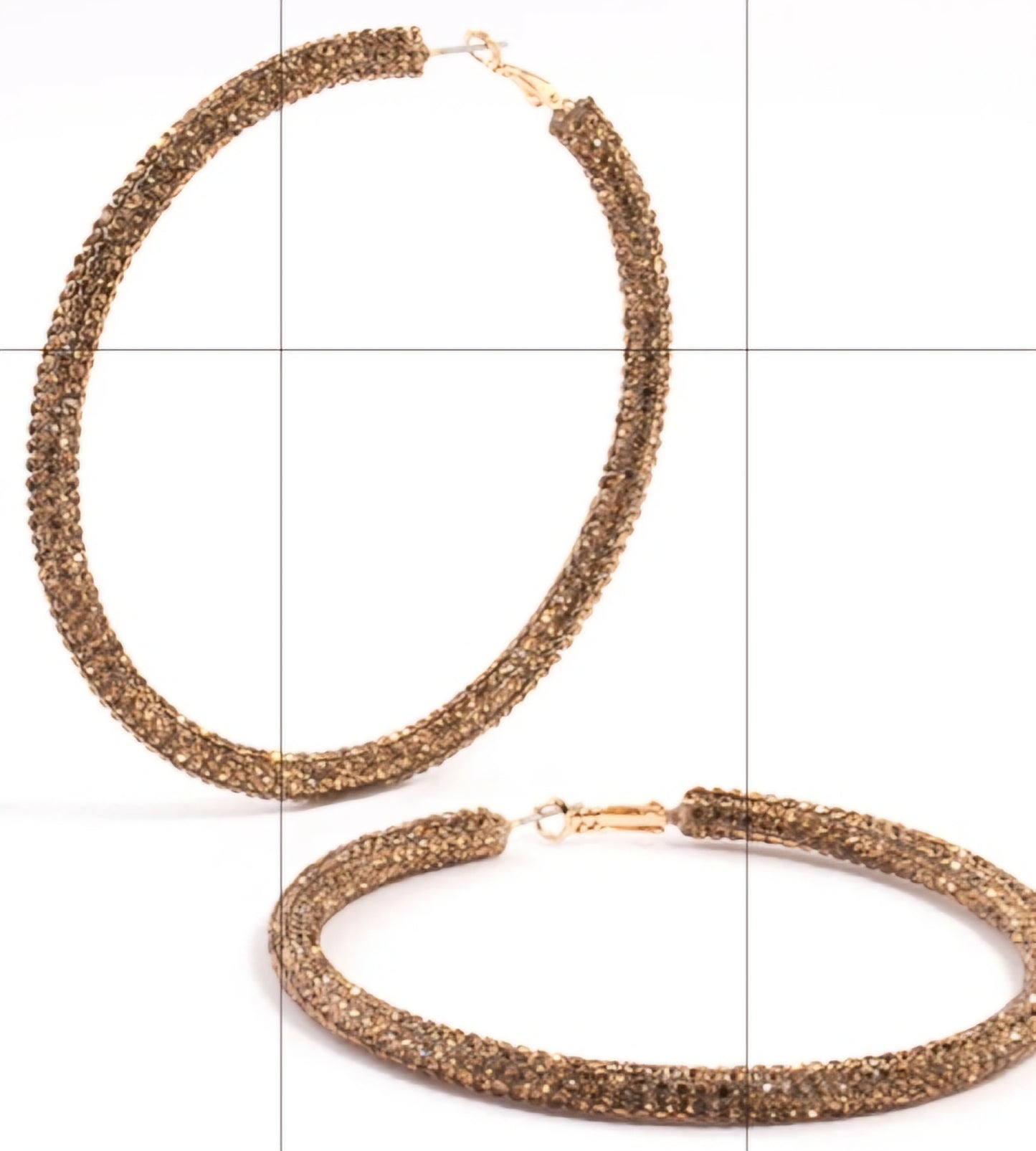 Extra Super Large Gold Plated Rhinestone Encrusted 80mm Hoop Earrings