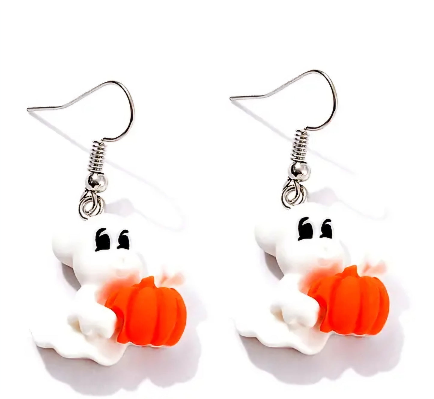 Cute Cartoon Ghost Carrying Pumpkin Halloween Resin Drop Earrings