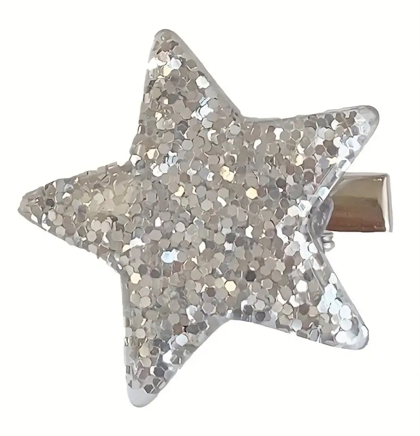 Acrylic Silver Glitter Resin Large Star On Metal Claw Hair Clip