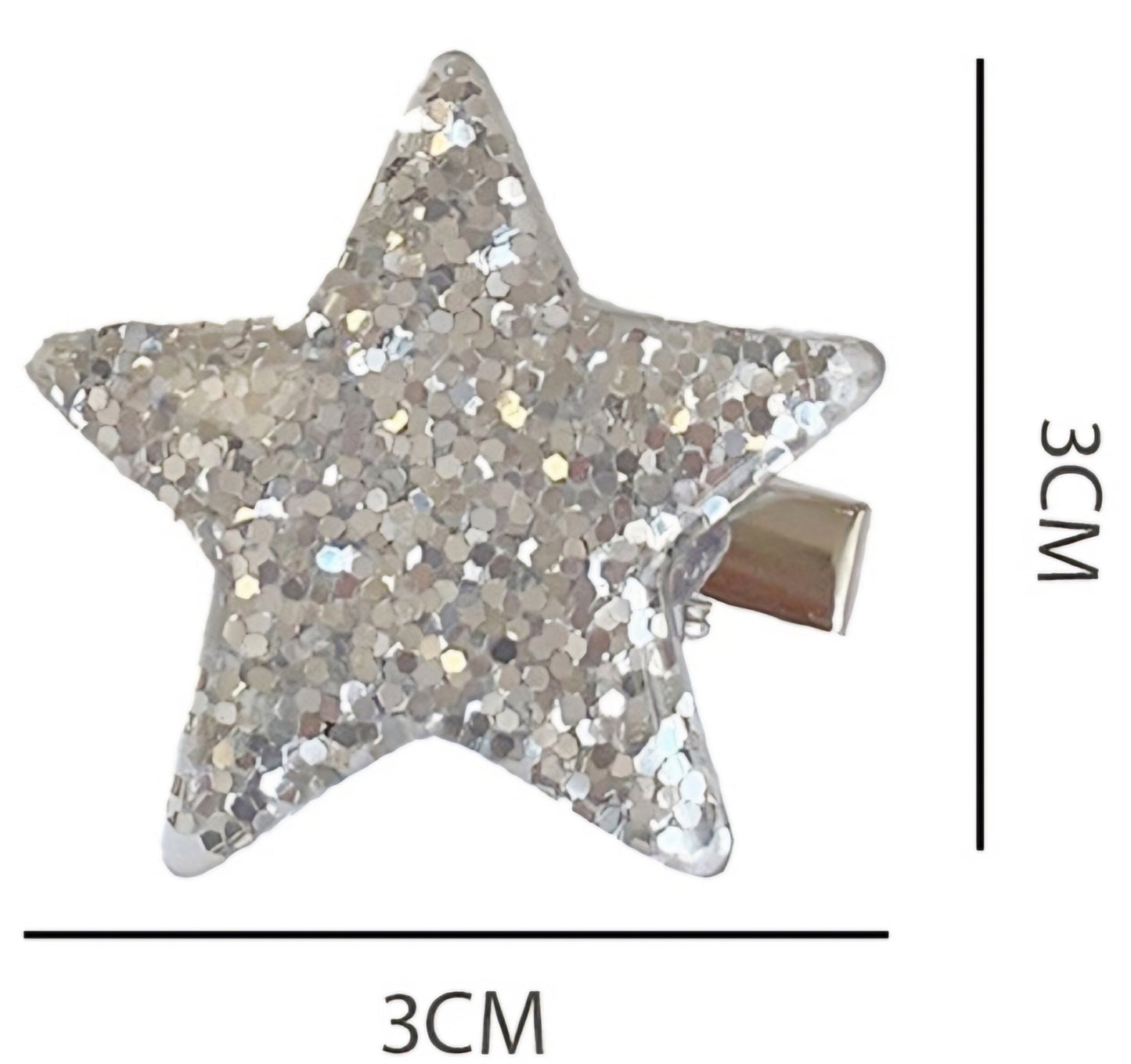 Acrylic Silver Glitter Resin Large Star On Metal Claw Hair Clip