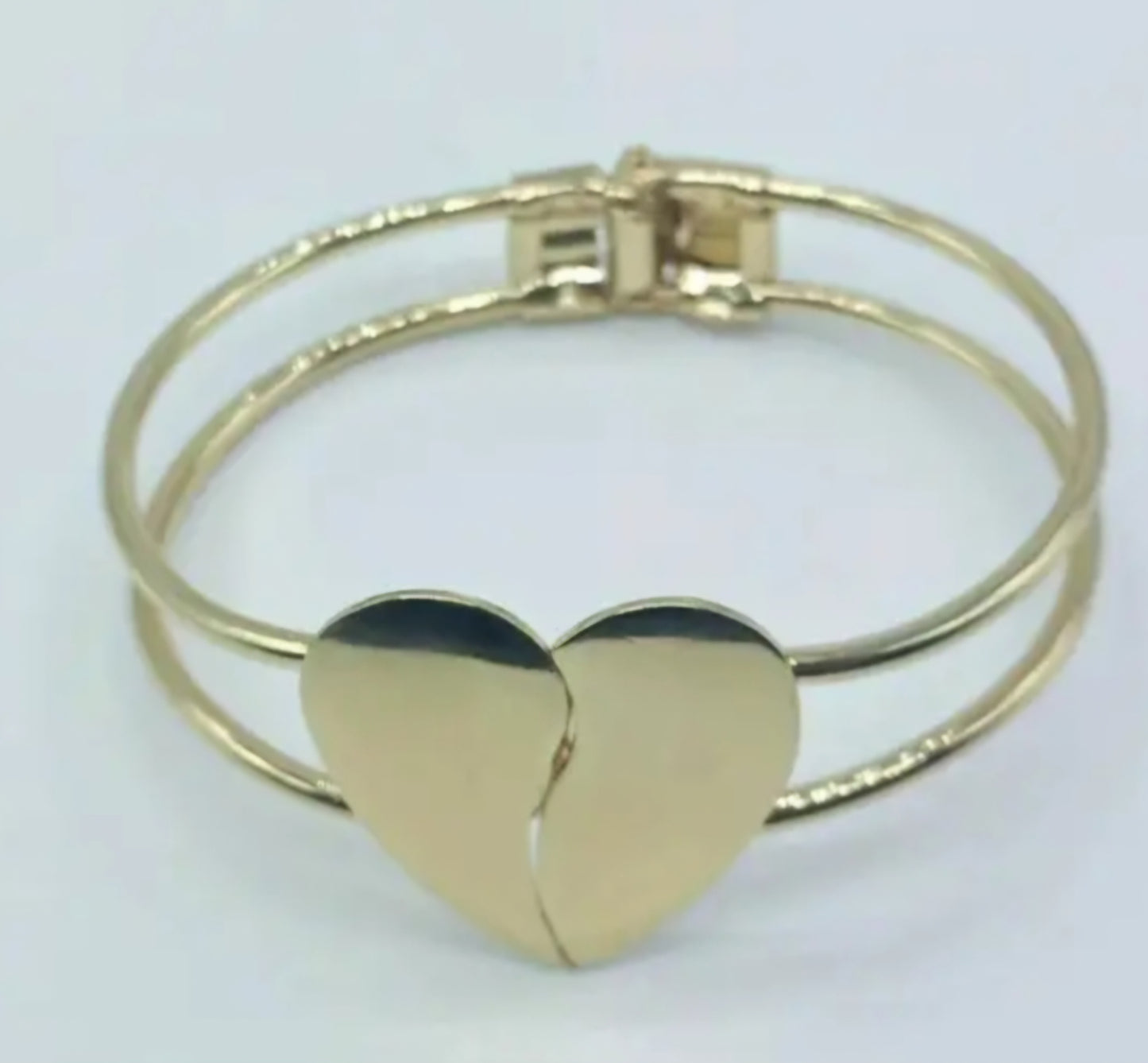 Gold Plated Heart Design Hinge Metal Bracelet Bangle