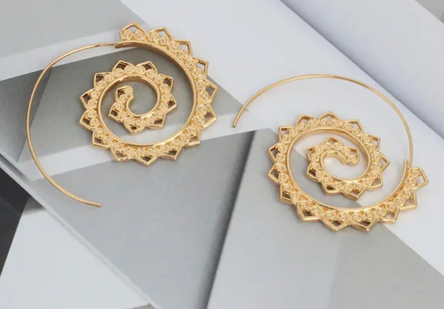 Curled Unique Lightweight Gold Plated Swirl Fancy Hearts Boho Design Earrings