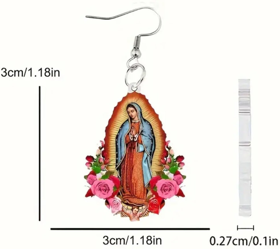 Madonna Our Lady Virgin Mary  Faith And Love Colourful Acrylic Dangle Earrings