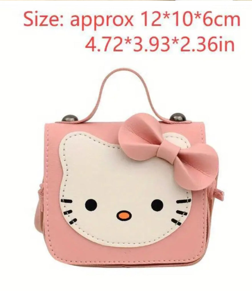 Adorable Kawaii Cute Mini Pink Hello Kitty Inspired PU Vegan Leather Hand Bag Purse With Strap