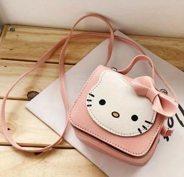 Adorable Kawaii Cute Mini Pink Hello Kitty Inspired PU Vegan Leather Hand Bag Purse With Strap