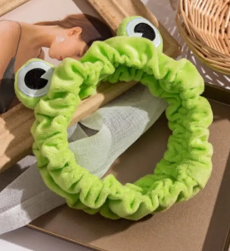 Bath Make Up Wash Green Frog Design Soft Stretch Headband