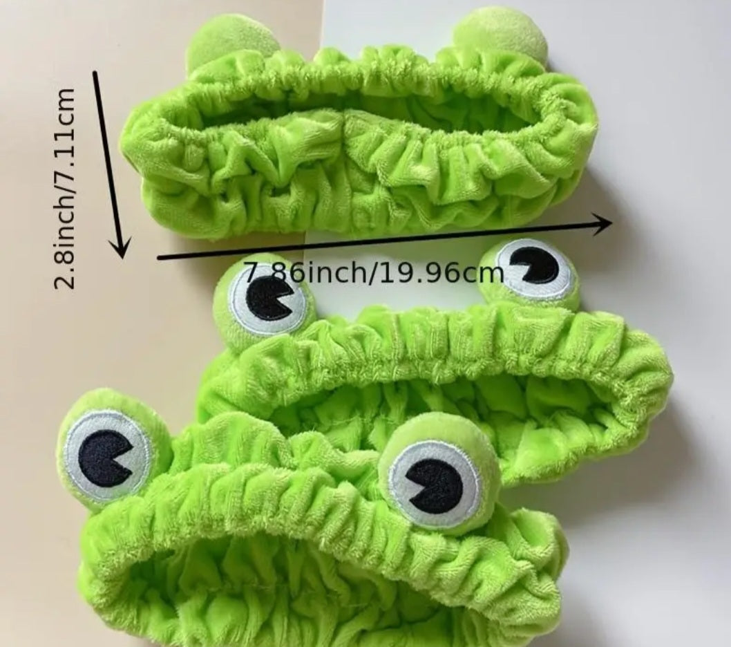 Bath Make Up Wash Green Frog Design Soft Stretch Headband