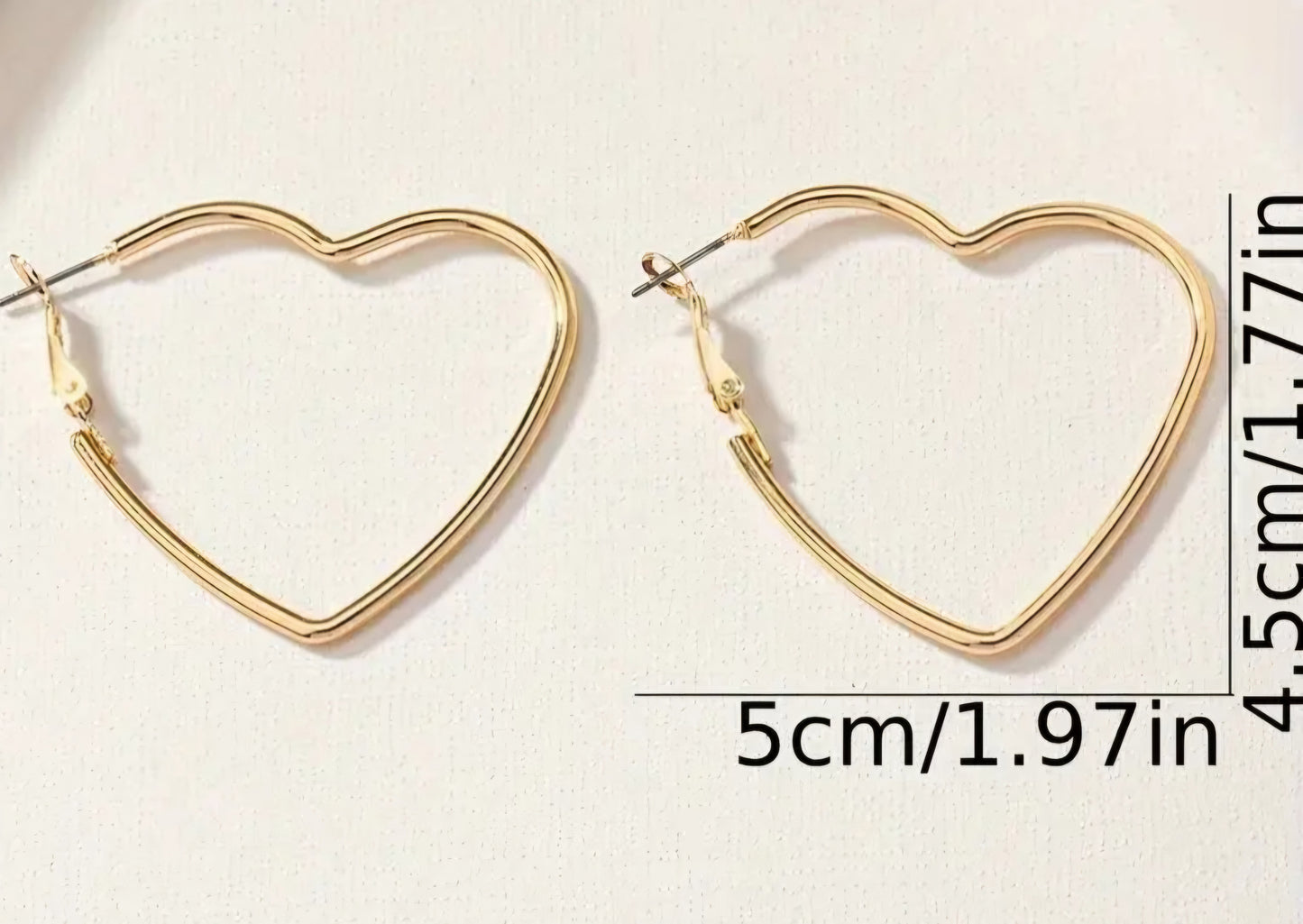 Large Hollow Heart Shaped Silver Plated Hoop Earrings