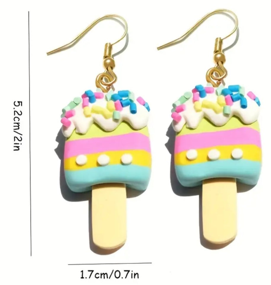 Acrylic Kawaii Colourful Ice Cream On A Stick Dangle Earrings