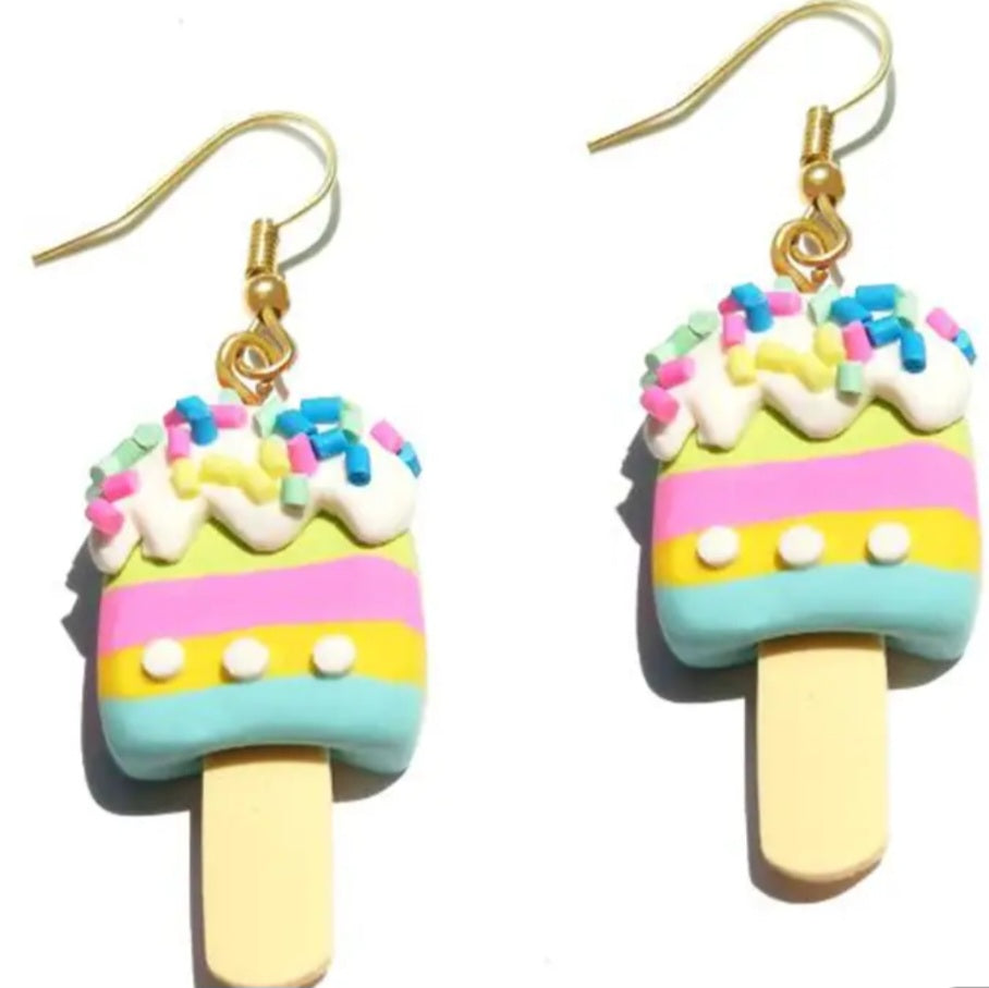 Acrylic Kawaii Colourful Ice Cream On A Stick Dangle Earrings