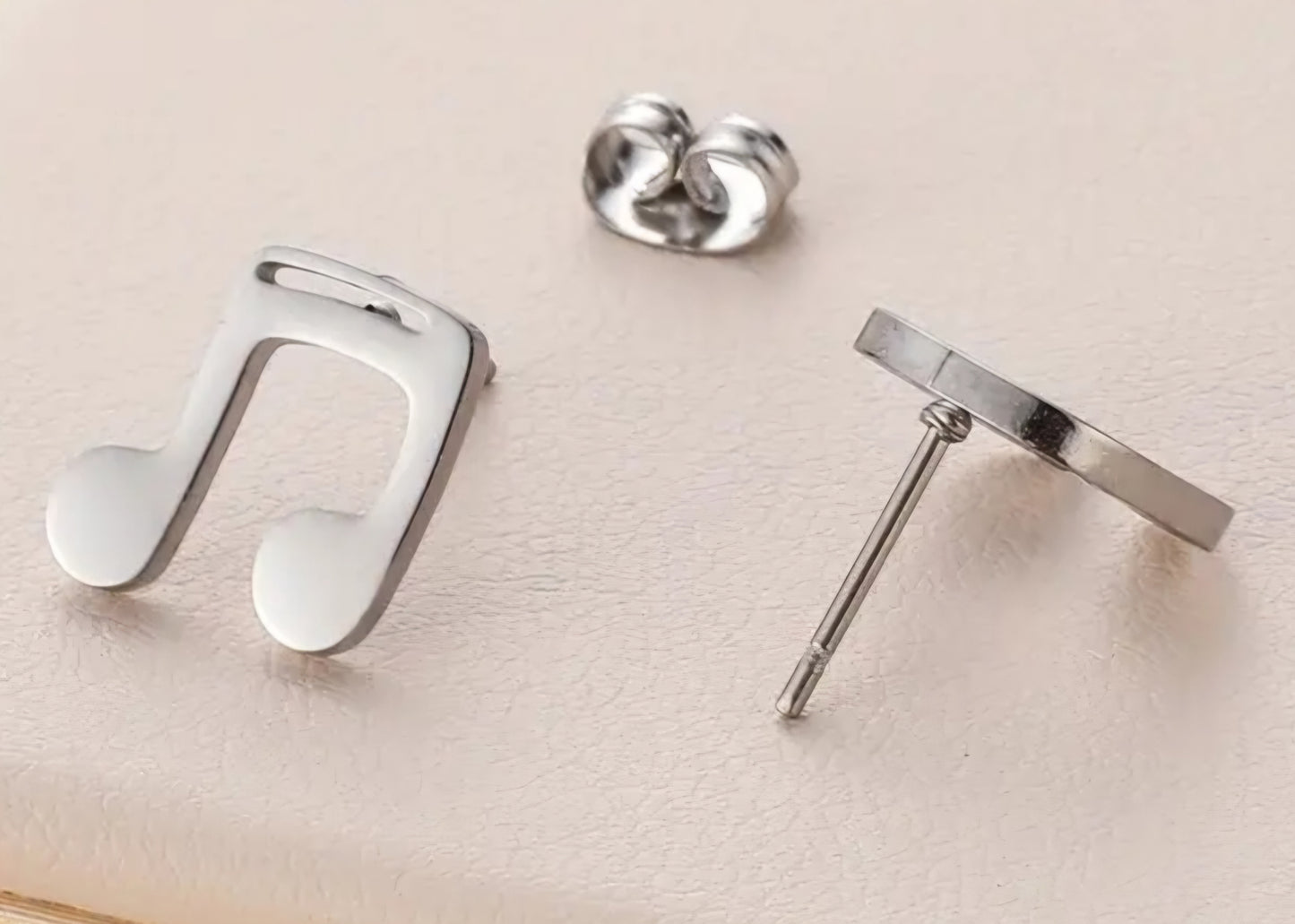 Adorable Headphones Music Note Silver Plated Stainless Steel Small Teeny Stud Earrings