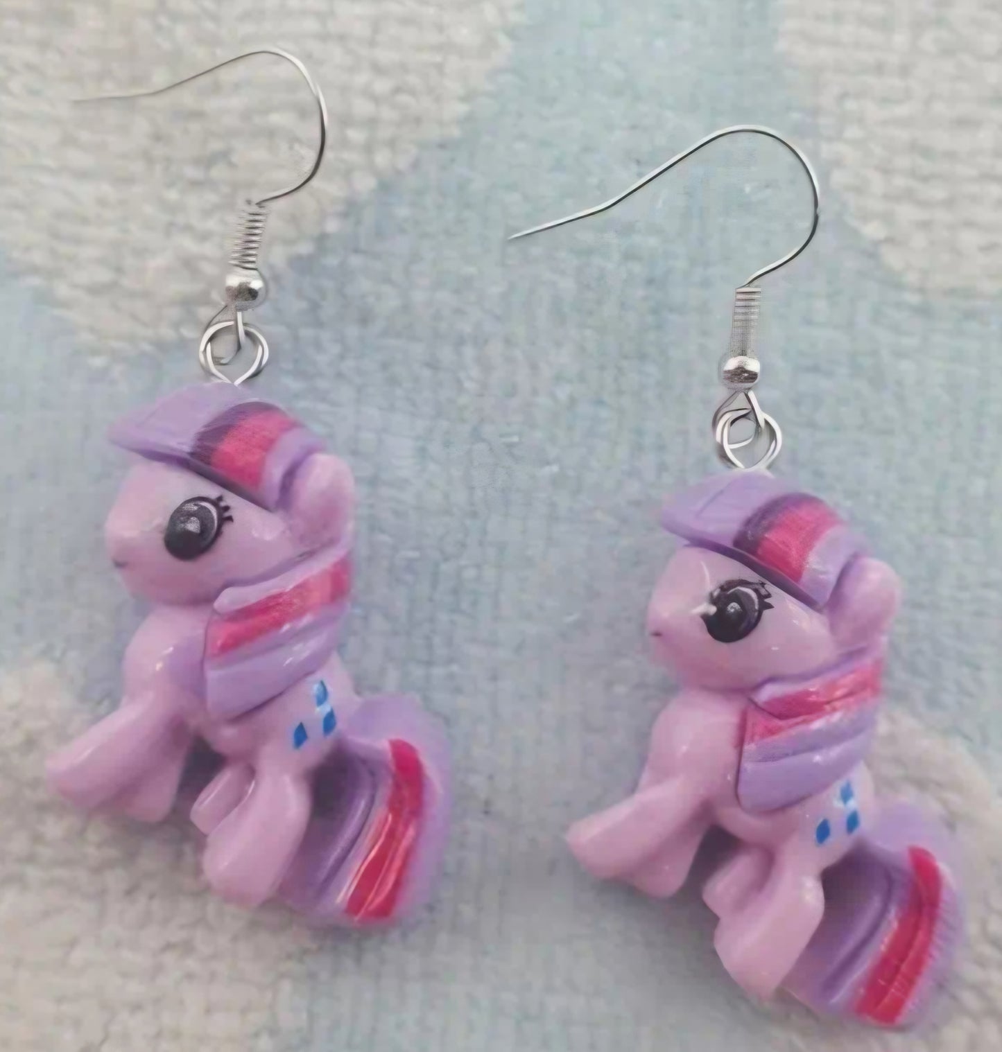 Acrylic My Little Pony Inspired Purple 80s Retro Cute Cartoon Drop Dangle Earrings