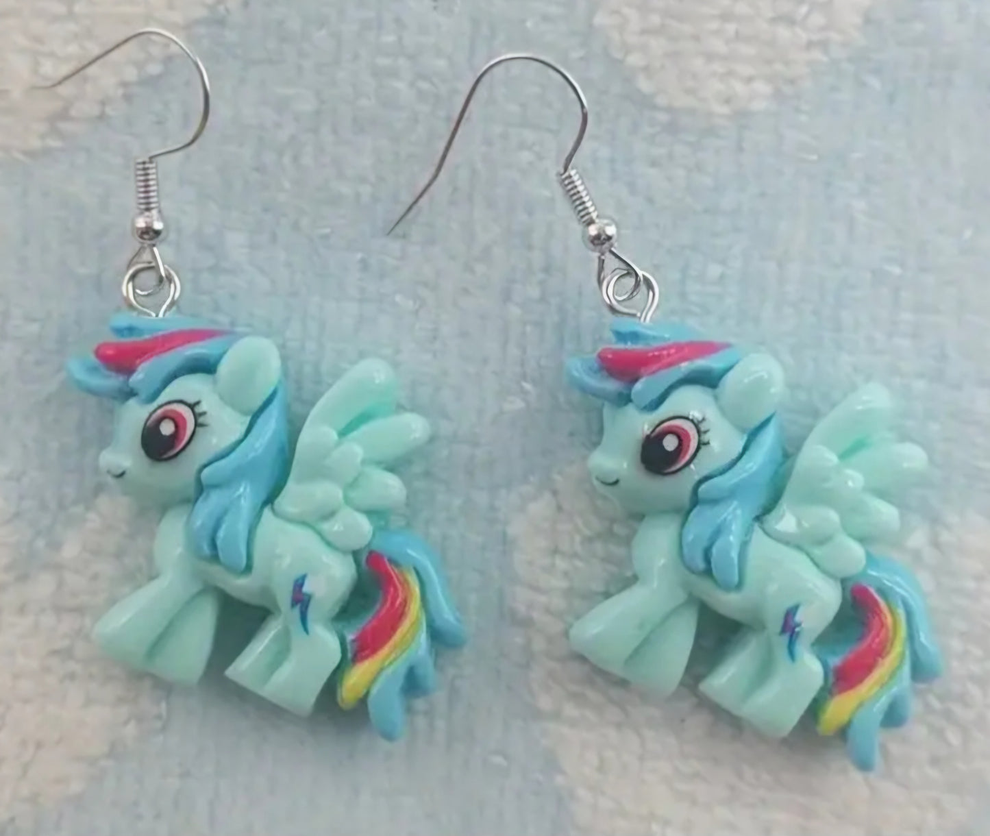 Acrylic My Little Pony Inspired Blue 80s Retro Cute Cartoon Drop Dangle Earrings