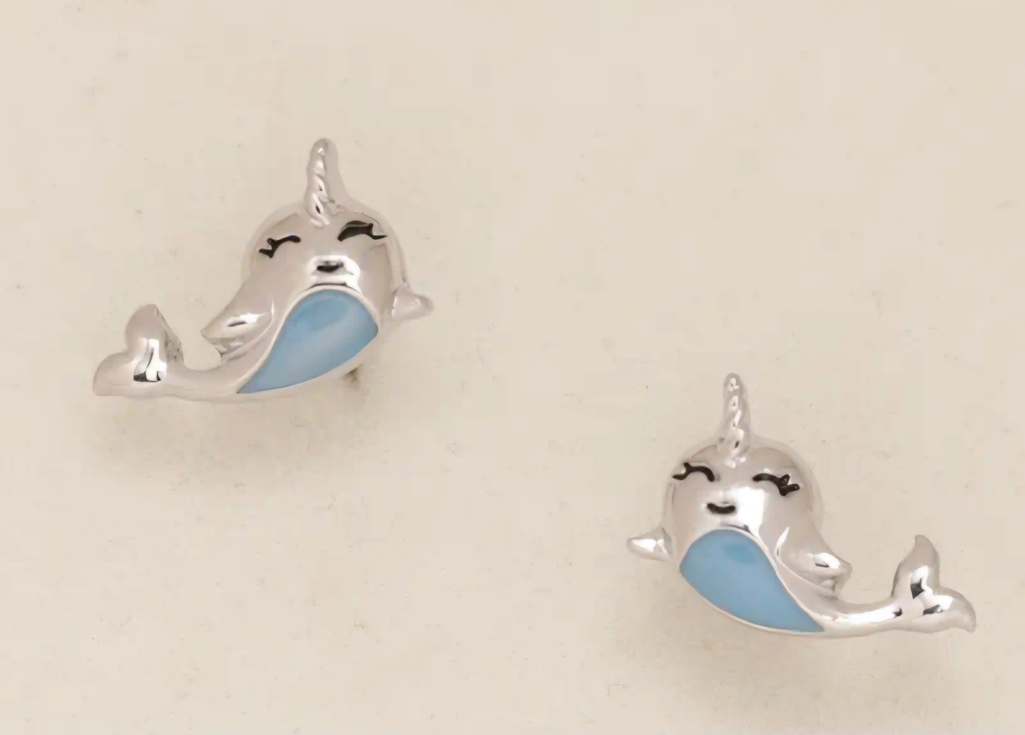 Adorable Enamel Narwhal Small Teeny Stud Earrings