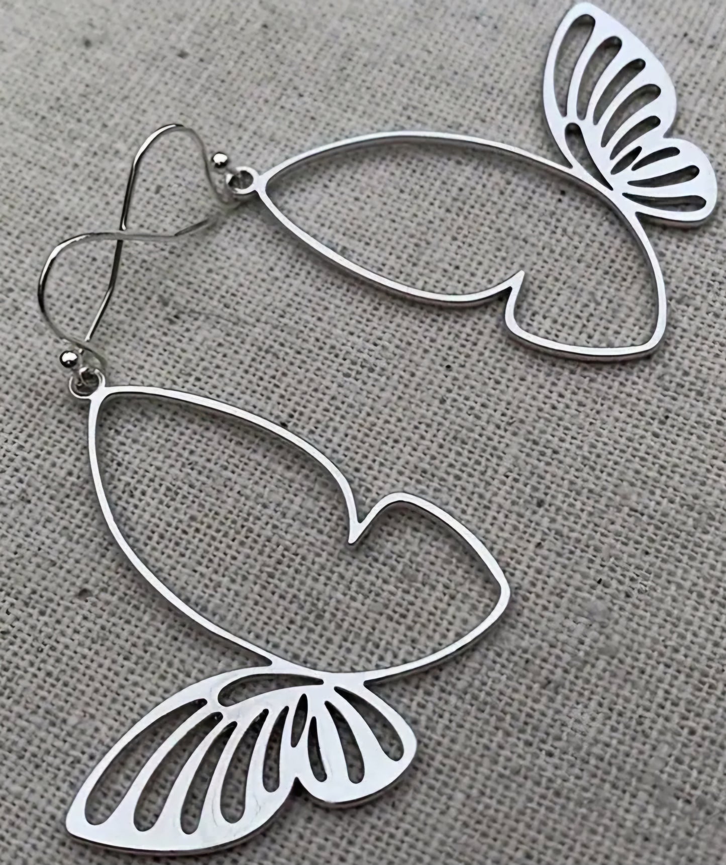 Fine Line Silver Plated Lightweight Butterfly Design Drop Dangle Earrings