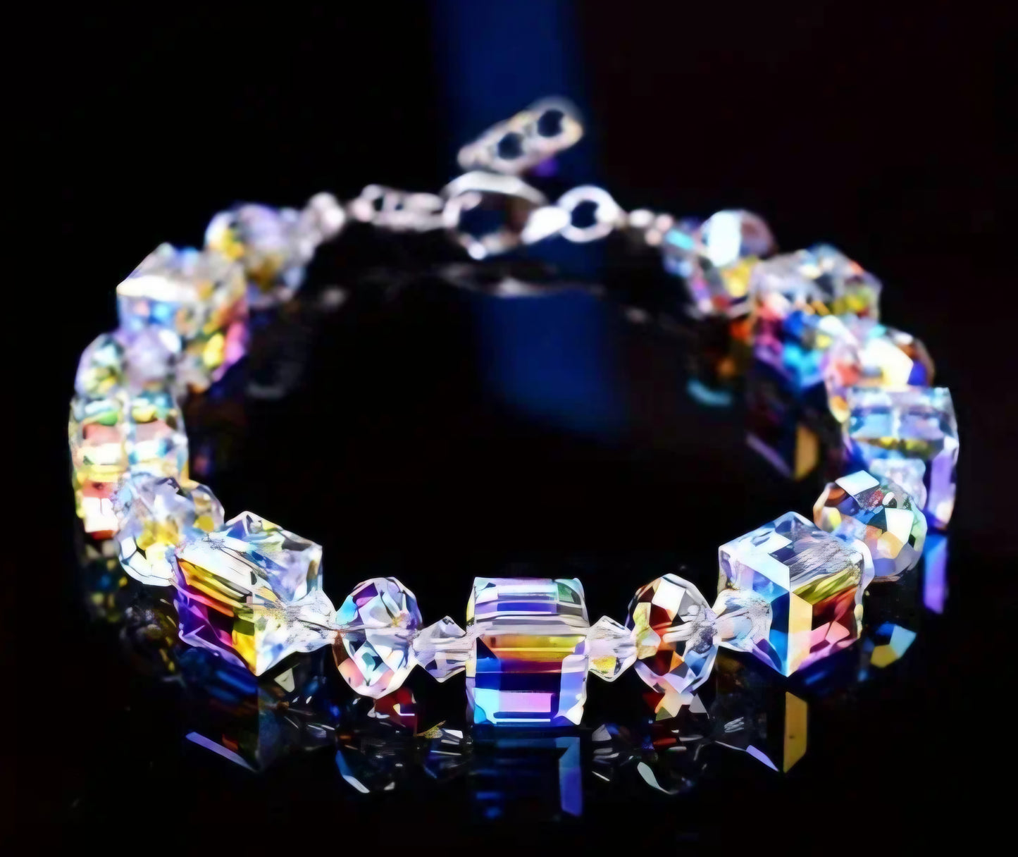 Aurora Borealis Northern Lights Inspired Lazer Cut Faux Crystal Bracelet