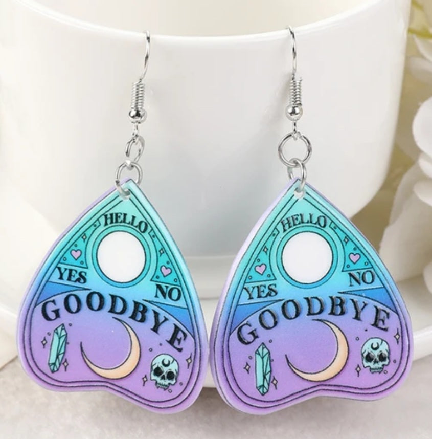 Acrylic Halloween Cartoon Ouija Board Design Drop Dangle Earrings