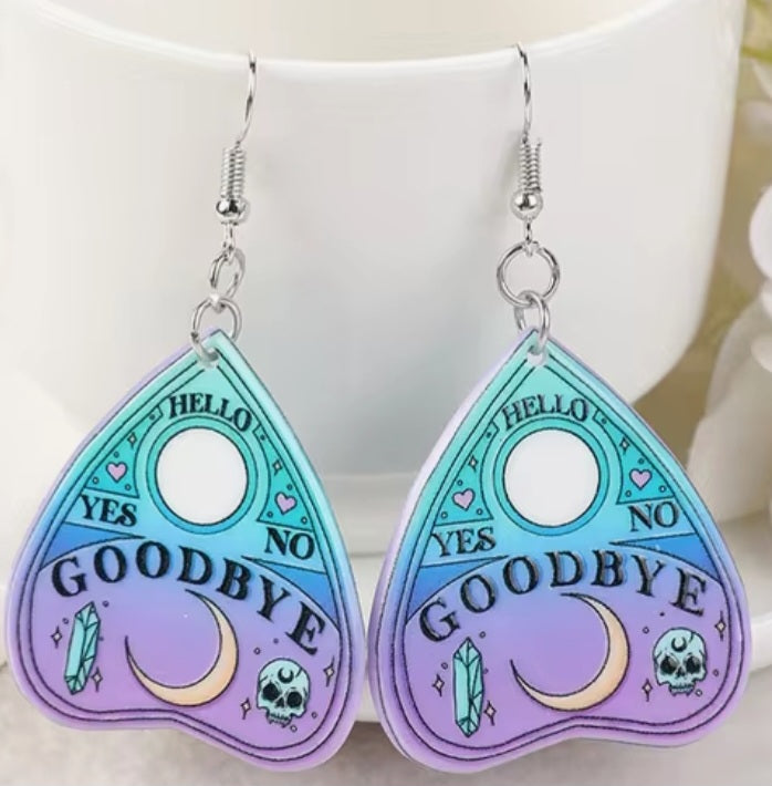 Acrylic Halloween Cartoon Ouija Board Design Drop Dangle Earrings