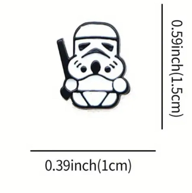 Darth Vader Storm Trooper Design Star Wars Inspired Enamel Metal Stud Earrings With Stainless Steel Fixings