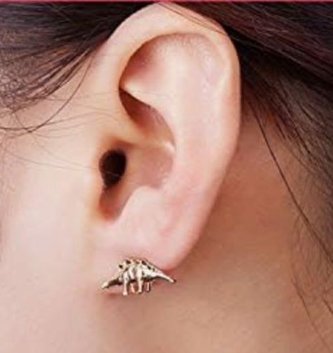 3 Pairs Dinosaur Gold Plated Tiny Stud Earrings