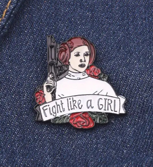 Star Wars Princess Leia Fight Like A Girl Inspired Enamel Steel Pin Brooch Badge