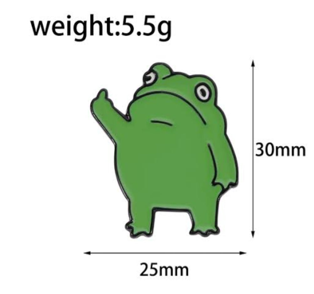 Green Frog Naughty Gesture Toad Enamel Steel Pin Brooch Badge