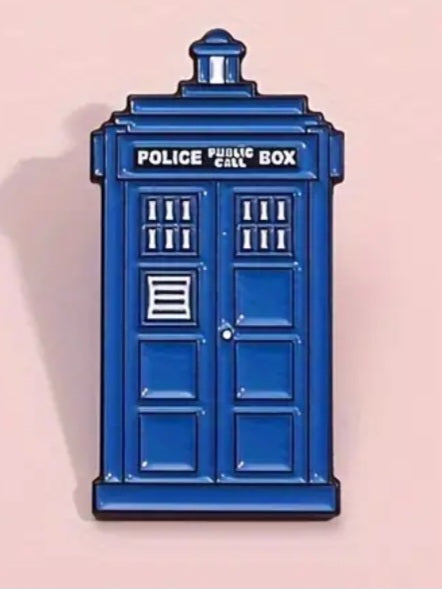 Dr Who Tardis  Inspired Design Enamel Steel Pin Brooch Badge