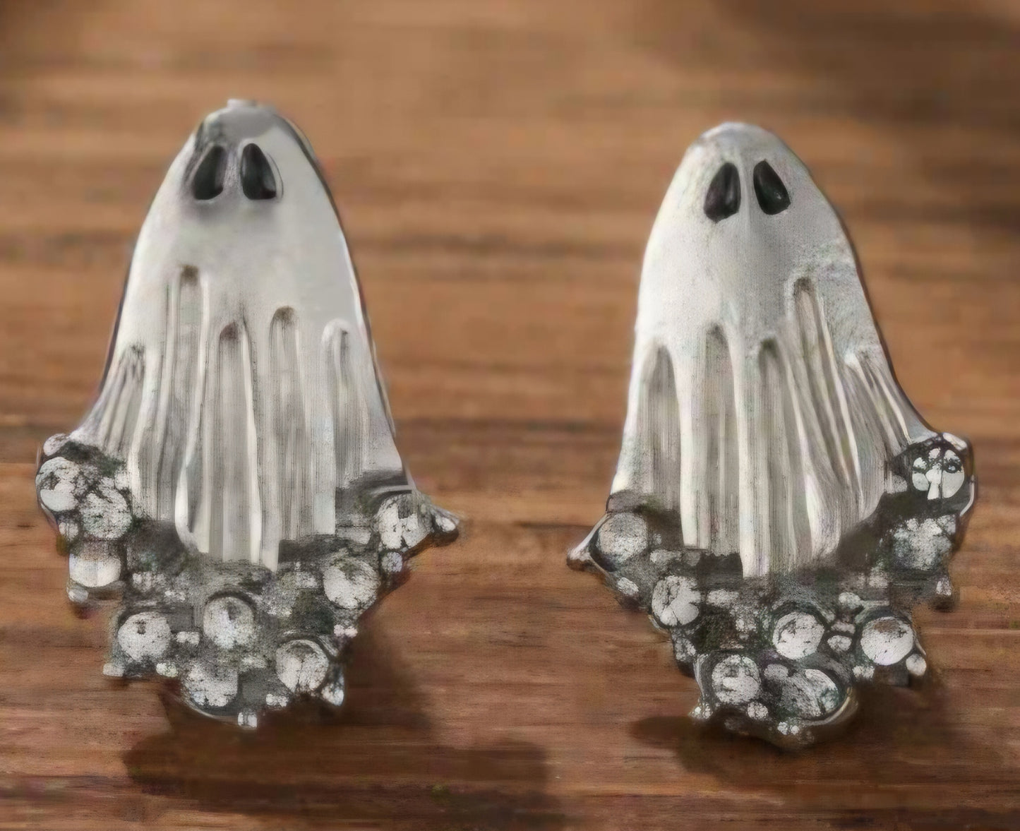 Gothic Halloween Ghost Rhinestone Silver Plated Small Stud Earrings