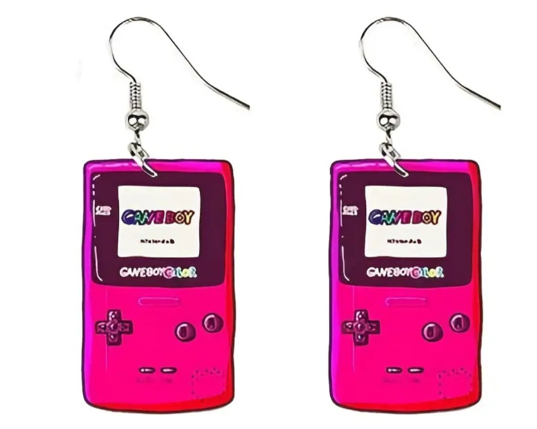 Acrylic Cartoon Game Boy Inspired Design Drop Dangle Earrings