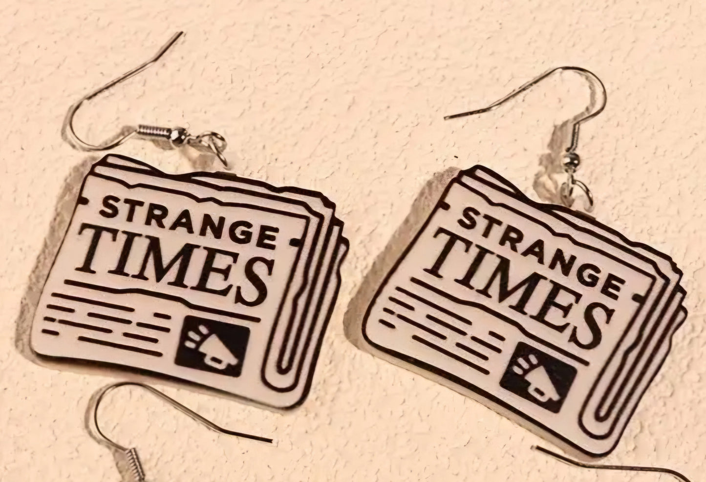 Strange Times Newspaper Design Drop Dangle Earrings