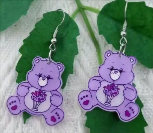 Acrylic Care Bear Friendship Bear Inspired Cartoon Retro 80s Drop Dangle Earrings