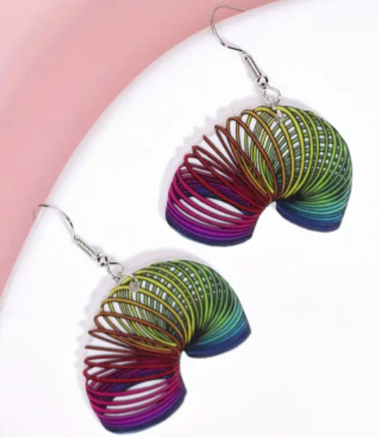 Acrylic Cartoon Slinky Design Dangle Earrings