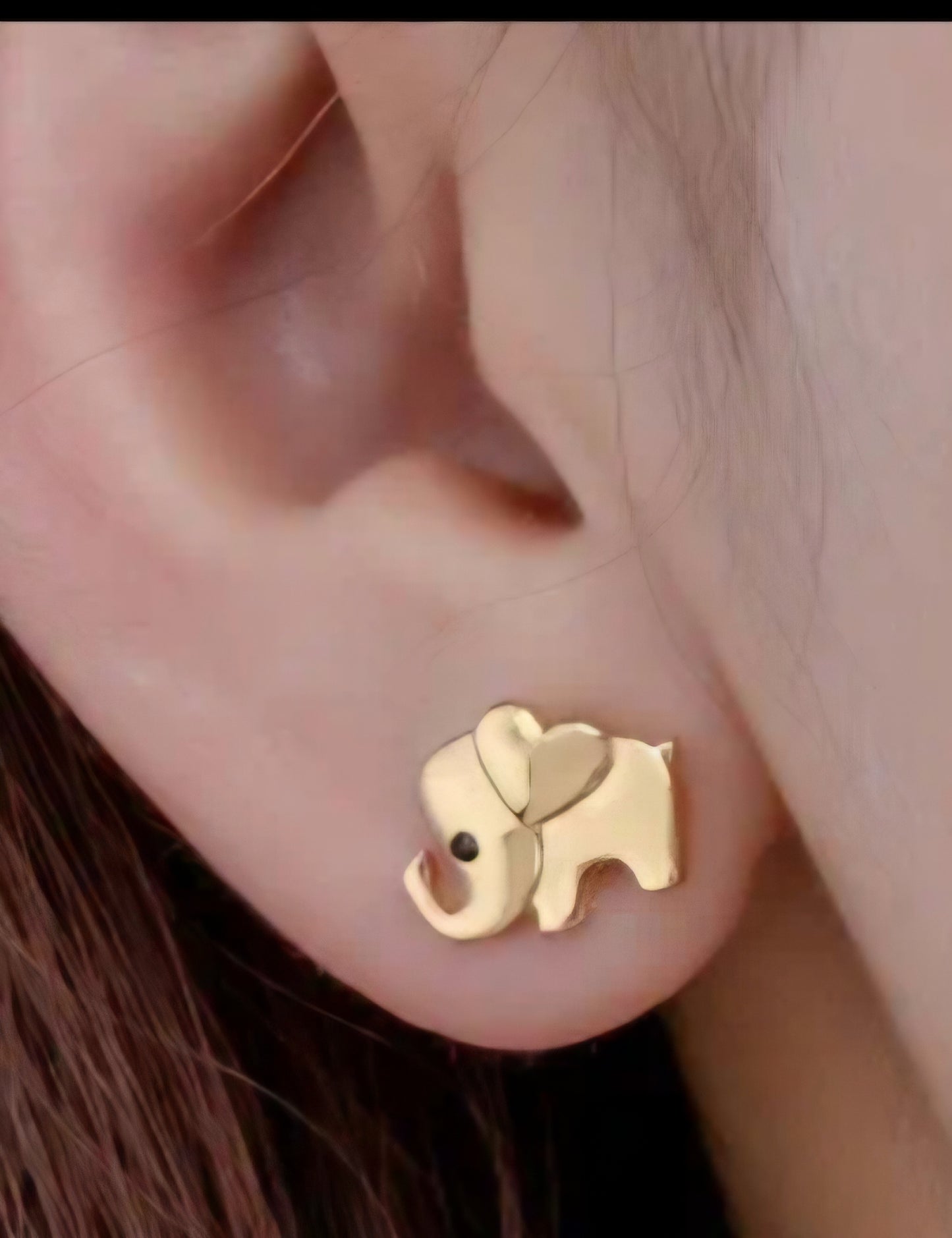 Adorable Gold Plated Baby Elephant Fortune Small Stud Earrings