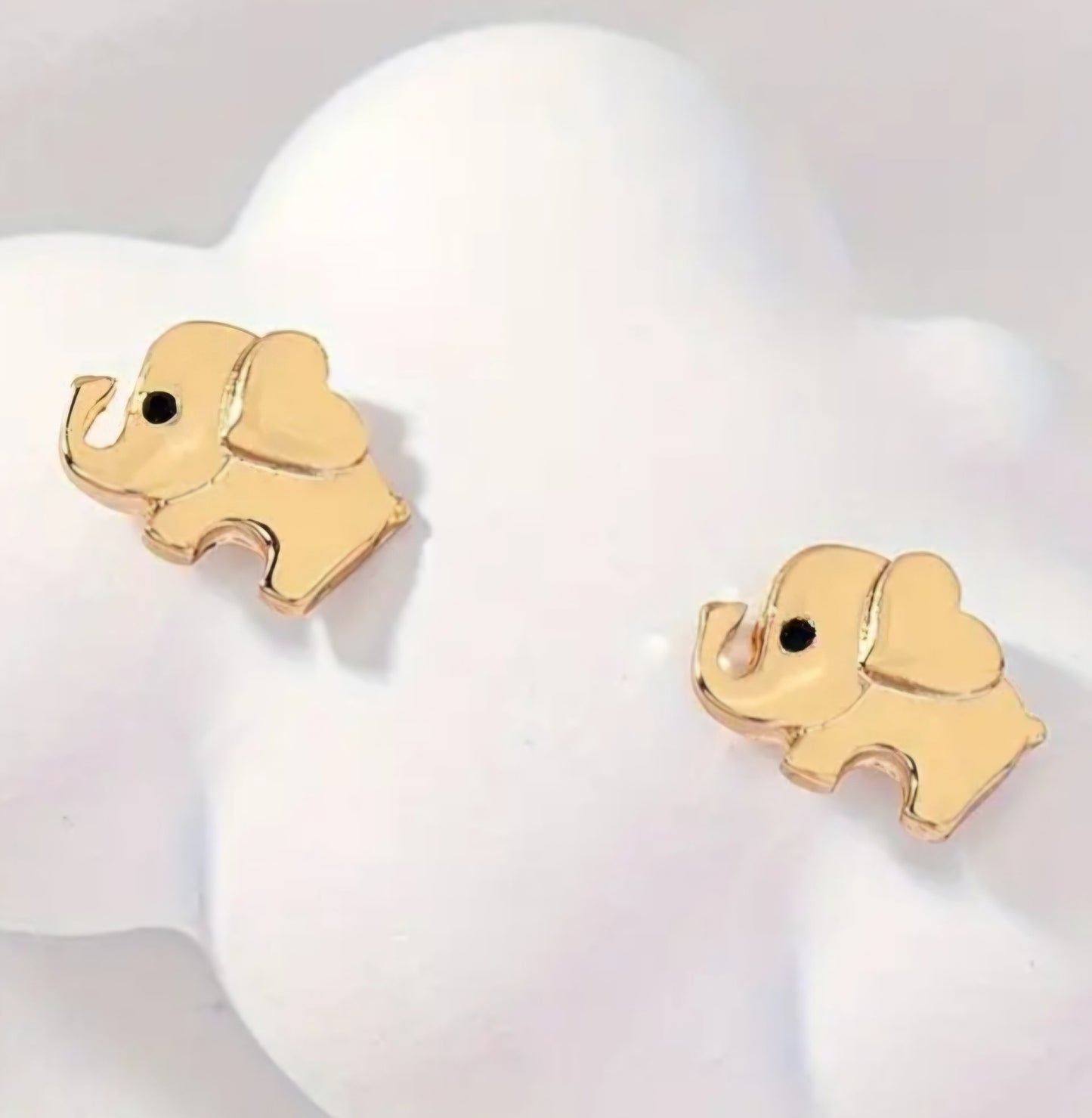 Adorable Gold Plated Baby Elephant Fortune Small Stud Earrings