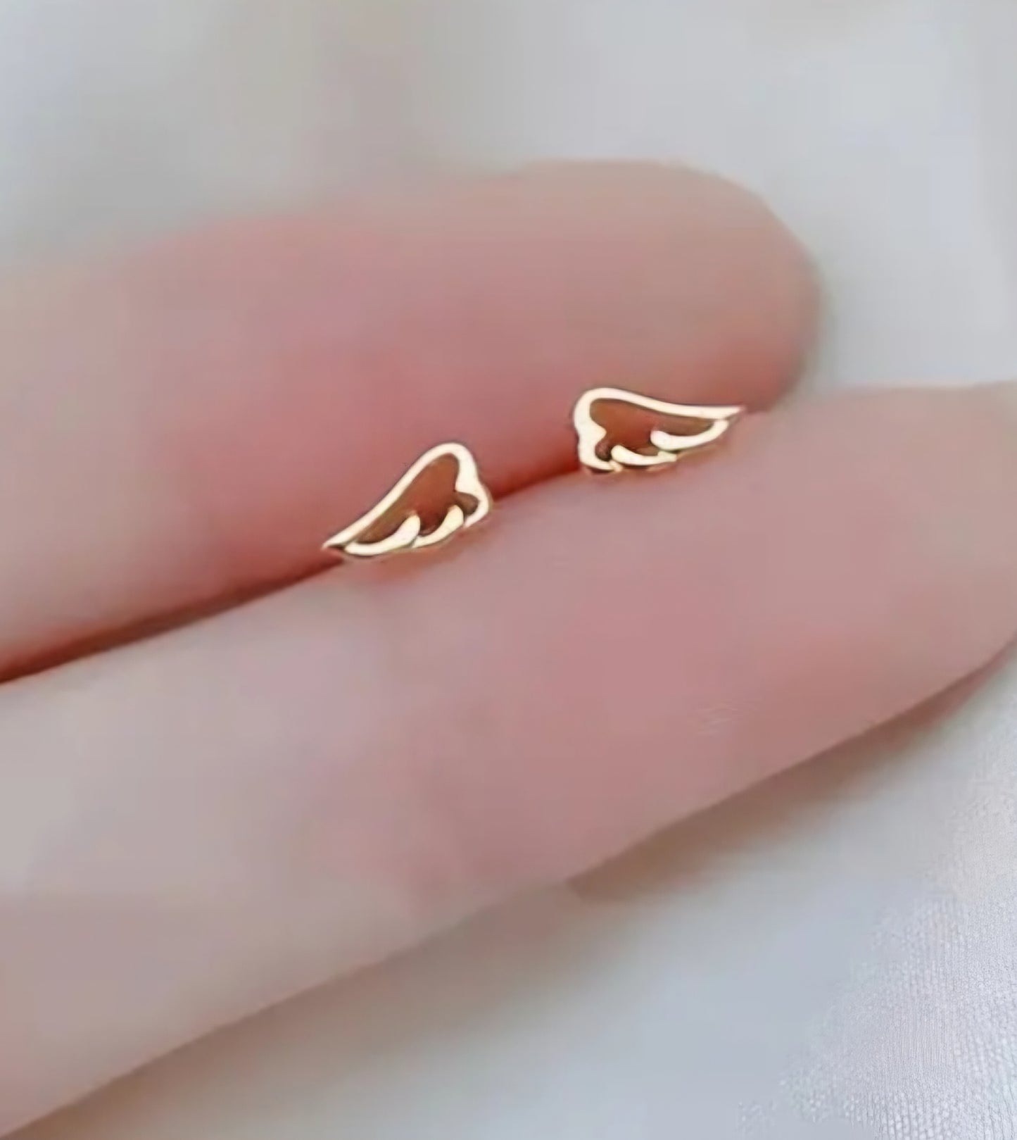 Teeny Tiny Wing Design Gold Plated Stud Earrings