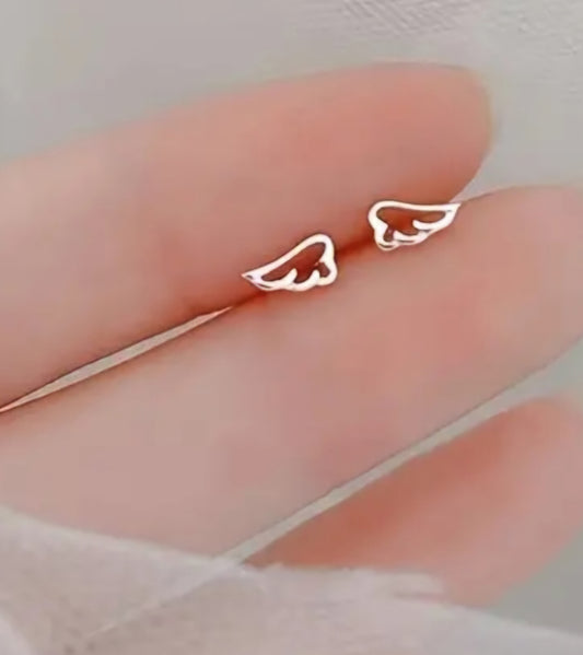 Teeny Tiny Wing Design Silver Plated Stud Earrings