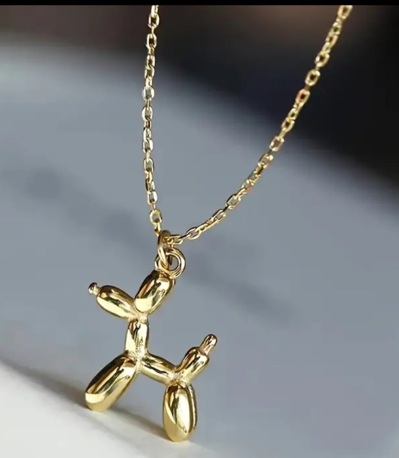 Balloon Dog Tiny Design Gold Plated Necklace