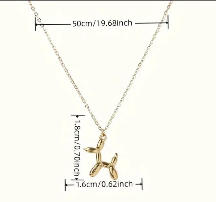 Balloon Dog Tiny Design Gold Plated Necklace