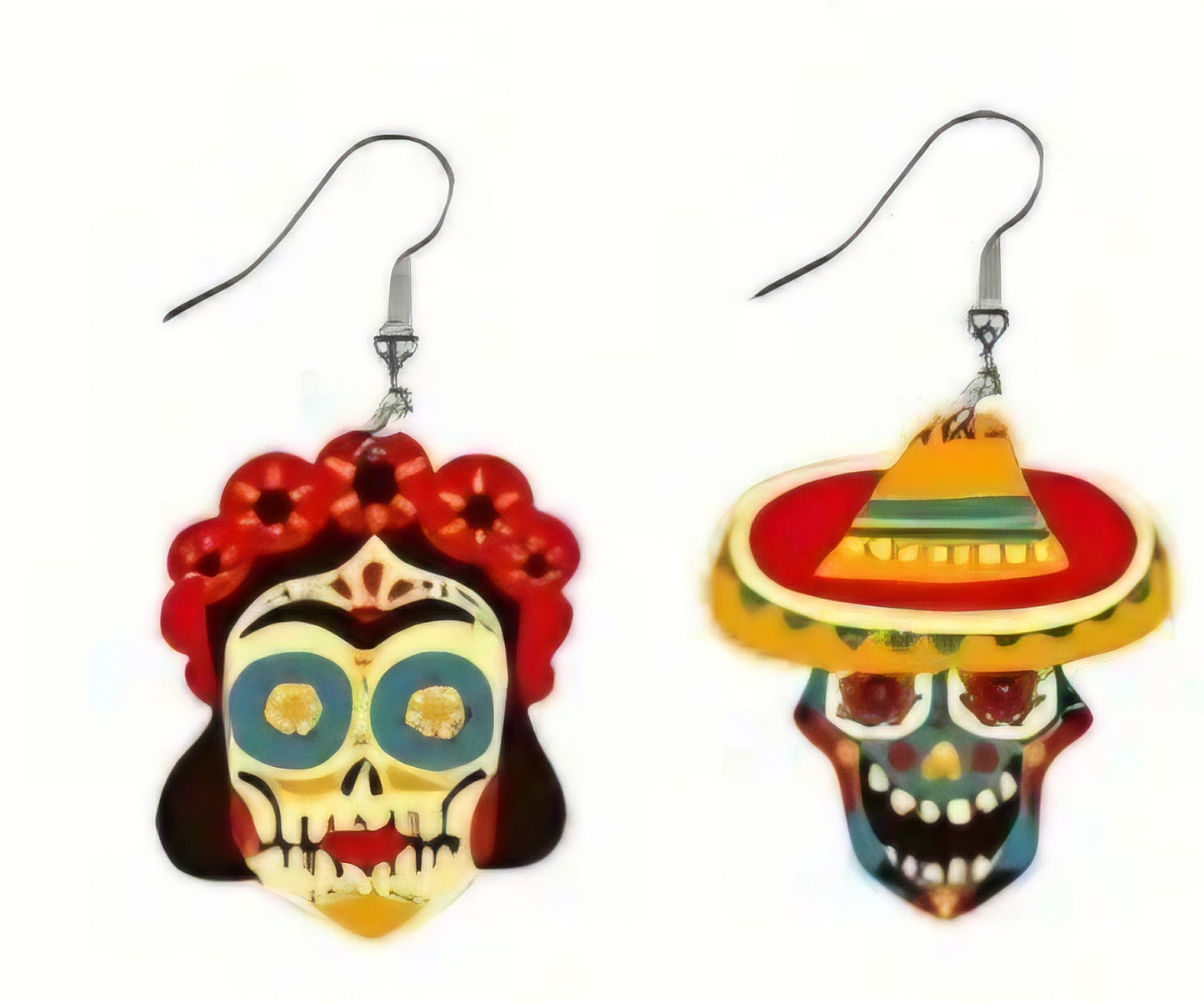 Acrylic Fun Cartoon Mexican Cinco De Mayo Fiesta Party Sugar Skull Drop Dangle Earrings