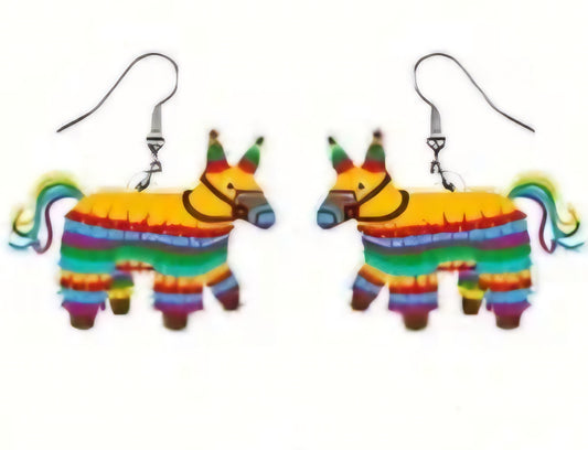 Acrylic Fun Cartoon Mexican Cinco De Mayo Fiesta Party Pinata Drop Dangle Earrings