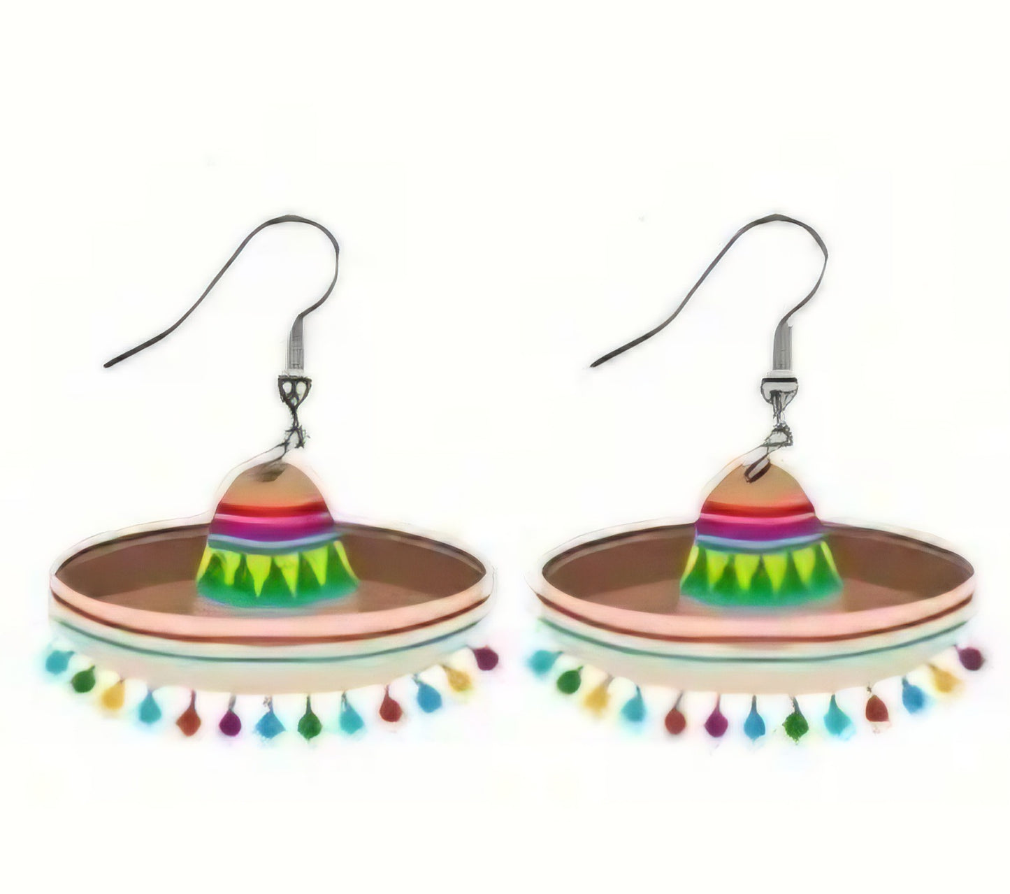 Acrylic Fun Cartoon Mexican Cinco De Mayo Fiesta Party Hat Drop Dangle Earrings