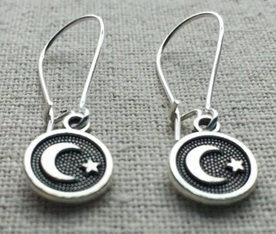 Crescent Moon Design Small Metal Drop Dangle Earrings