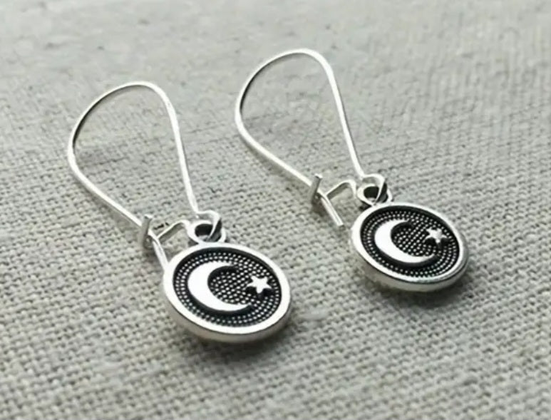 Crescent Moon Design Small Metal Drop Dangle Earrings