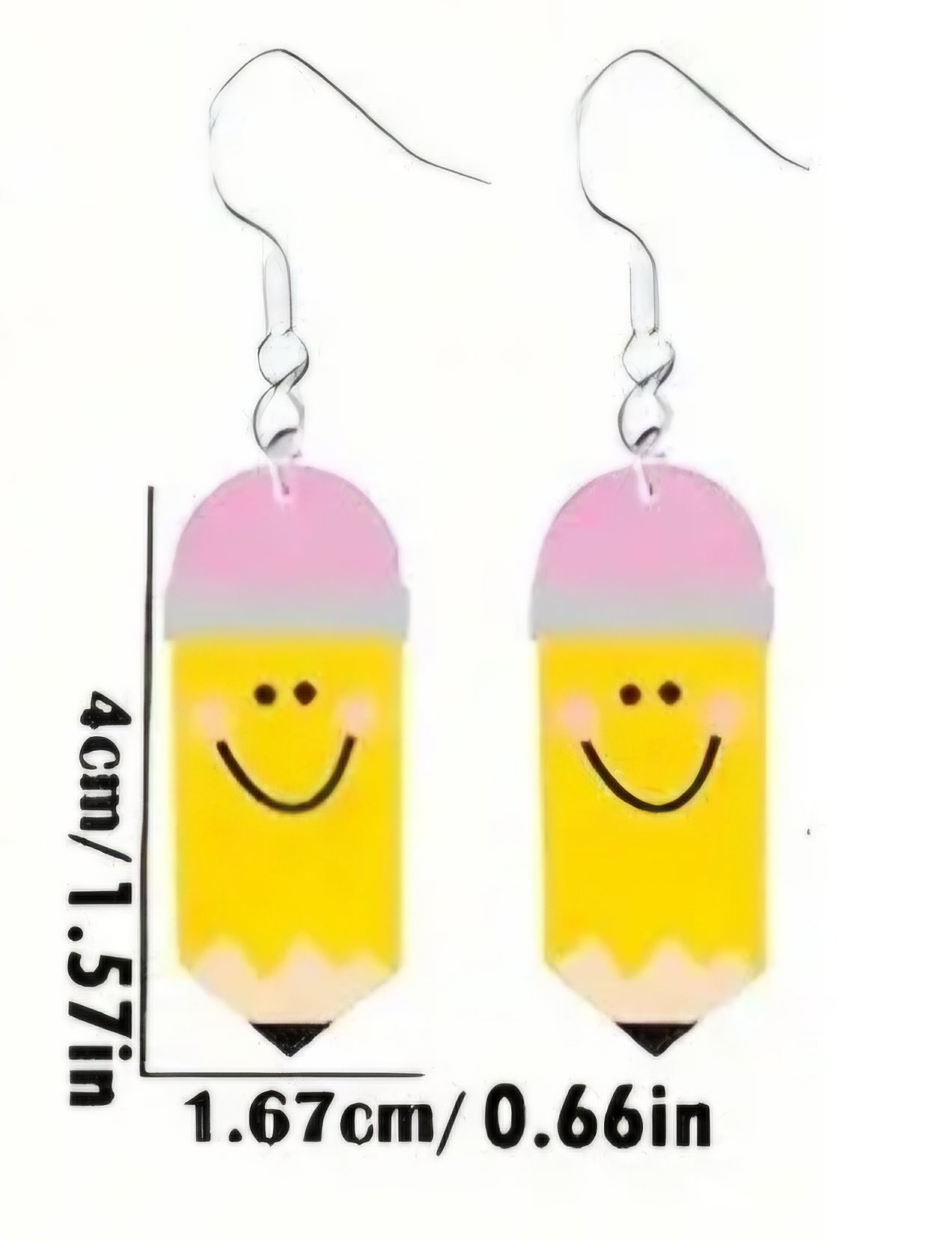 Acrylic Cartoon Happy Pencil Design Drop Dangle Earrings