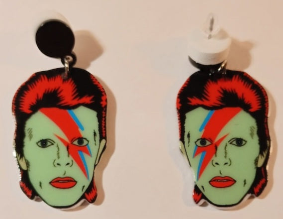 Acrylic David Bowie Ziggy Stardust Inspired Rock Star Design Drop Dangle Earrings