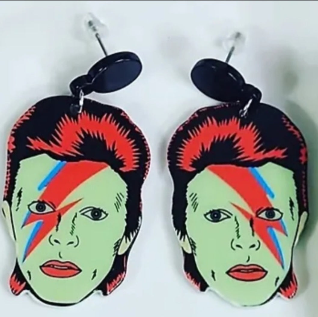 Acrylic David Bowie Ziggy Stardust Inspired Rock Star Design Drop Dangle Earrings