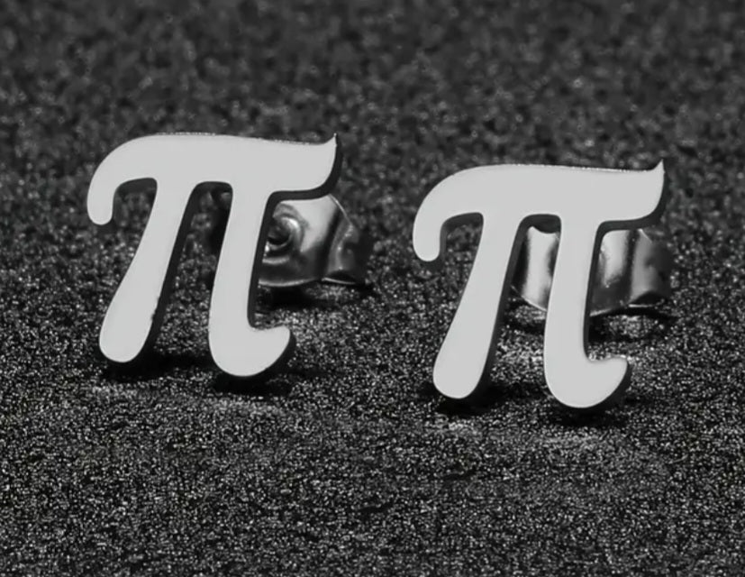 Adorable Math's Mathematics Pi Design Silver Plated Stainless Steel Small Teeny Stud Earrings